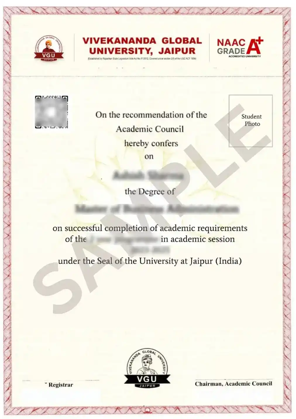 VGU Certificate