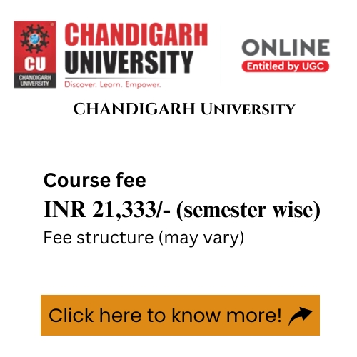 An advertisement for Chandigarh University's online BCA program, detailing the course fee.